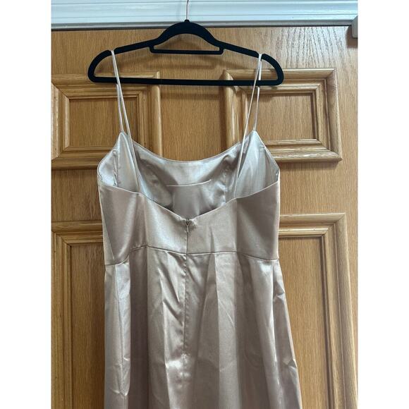 Jenny Yoo Women's Chase Champagne Satin Slip Dress Size 10 Spaghetti Strap Gown - Picture 7 of 9